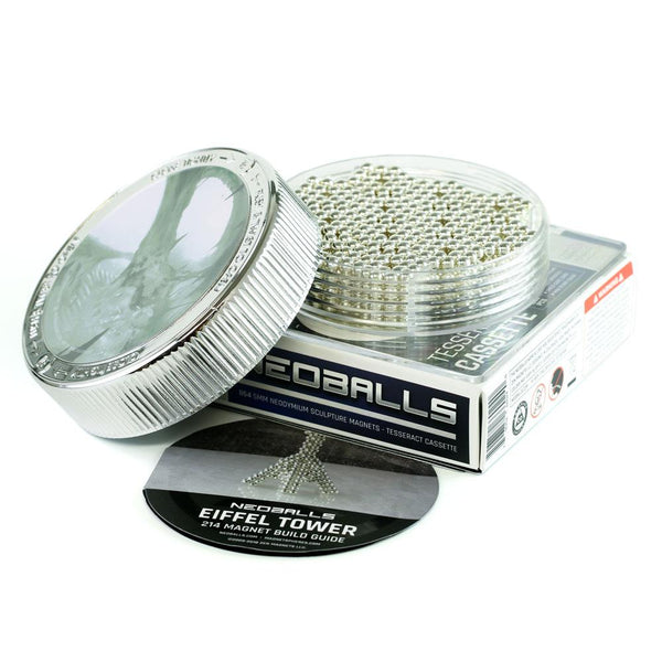 Tesseract Cassette: 864 Sterling-Silver Neoballs 5mm Magnetic